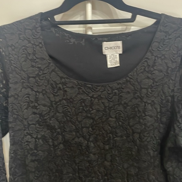 Chico’s Size 2, same as a 12/14, Black Lace Long Sleeve Top. - Picture 5 of 7
